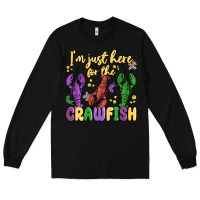 Black i'm just here for the crawfish Long Sleeve Tee - MaliasSmallBusiness