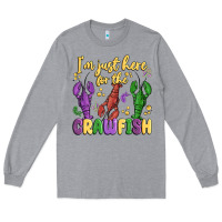 Heather Grey i'm just here for the crawfish Long Sleeve Tee - MaliasSmallBusiness
