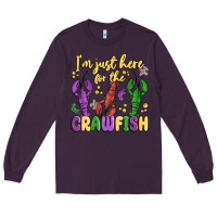 Plum i'm just here for the crawfish Long Sleeve Tee - MaliasSmallBusiness