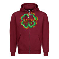 Burgundy teacher st patricks day Zipper Hoodie - LillyAllenDesigns