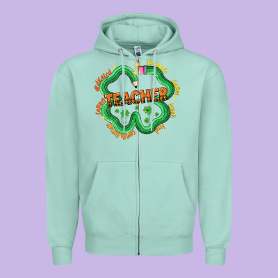 Teacher St Patricks Day Zipper Hoodie Designed By Lillyallendesigns