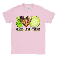Bubblegum Pink peace love tennis Classic Tee - AdoDesignShop