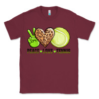 Burgundy peace love tennis Classic Tee - AdoDesignShop