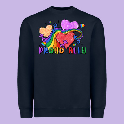 Proud Ally Heavyweight Sweatshirt Designed By Maliassmallbusiness