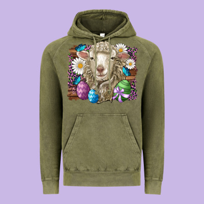 Easter Sheep Eggs Butterfly Daisys Leopard Glitter Wooden Vintage Hoodie Designed By Artiststas