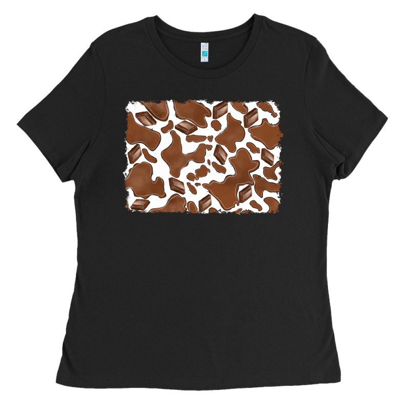 Distressed Chocolate Milkshake Cowhide Ladies Tee by RanaPortraitStore | Teevron