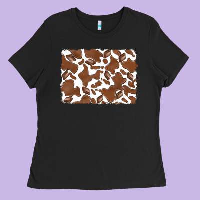 Distressed Chocolate Milkshake Cowhide Ladies Tee Designed By Ranaportraitstore