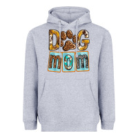 Heather Grey Dog Mom with Paw Heavyweight Hoodie - texasbilliewilder