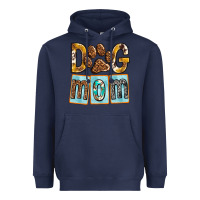 Navy Dog Mom with Paw Heavyweight Hoodie - texasbilliewilder