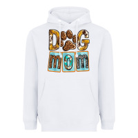 White Dog Mom with Paw Heavyweight Hoodie - texasbilliewilder