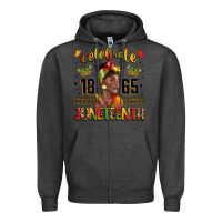Charcoal Heather celebrate 1865 juneteenth with black woman Zipper Hoodie - LillyAllenDesigns