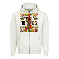Oatmeal Heather celebrate 1865 juneteenth with black woman Zipper Hoodie - LillyAllenDesigns