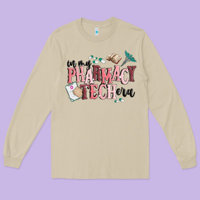 In My Pharmacy Tech Era Long Sleeve Tee Designed By Maliassmallbusiness