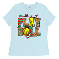 Baby Blue play ball softball Ladies Tee - Zillion Design Studio