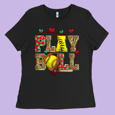Play Ball Softball Ladies Tee Designed By Zillion Design Studio