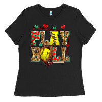 Black play ball softball Ladies Tee - Zillion Design Studio