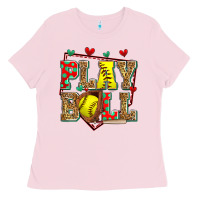 Bubblegum Pink play ball softball Ladies Tee - Zillion Design Studio