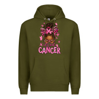 Army Green lets beat cancer afro messy bun Premium Hoodie - texasbilliewilder