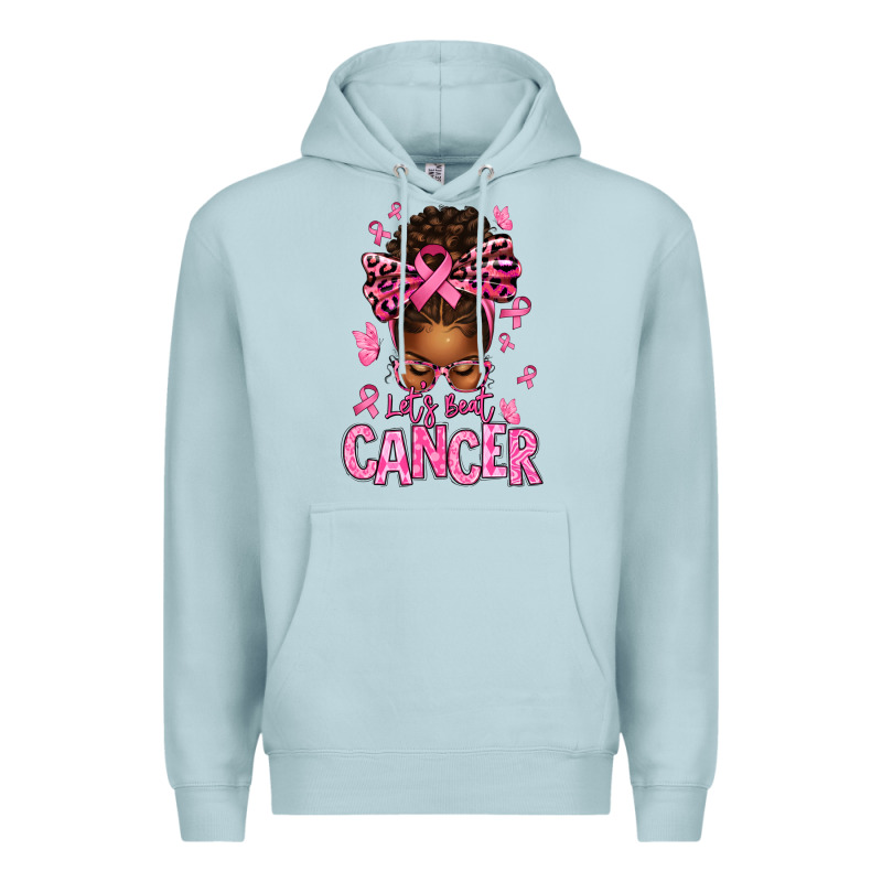Lets Beat Cancer Afro Messy Bun Premium Hoodie by texasbilliewilder | Teevron