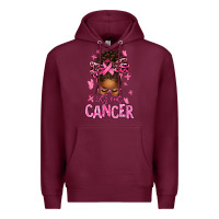 Burgundy lets beat cancer afro messy bun Premium Hoodie - texasbilliewilder