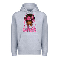 Heather Grey lets beat cancer afro messy bun Premium Hoodie - texasbilliewilder