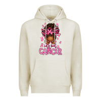 Oatmeal Heather lets beat cancer afro messy bun Premium Hoodie - texasbilliewilder