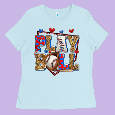Play Ball Baseball Ladies Tee Designed By Zillion Design Studio