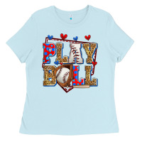Baby Blue play ball baseball Ladies Tee - Zillion Design Studio