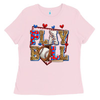 Bubblegum Pink play ball baseball Ladies Tee - Zillion Design Studio