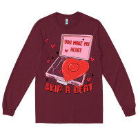 Burgundy heart record player Long Sleeve Tee - MaliasSmallBusiness