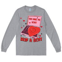 Heather Grey heart record player Long Sleeve Tee - MaliasSmallBusiness