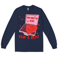 Navy heart record player Long Sleeve Tee - MaliasSmallBusiness