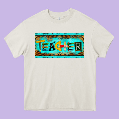 Teacher License Plate Heavy Core Tee Designed By Barkaloodesign