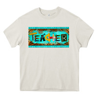 Cream teacher license plate Heavy Core Tee - BarkalooDesign