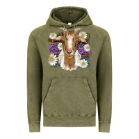 Vintage Olive easter goat daisys leopard wooden Vintage Hoodie - Artiststas