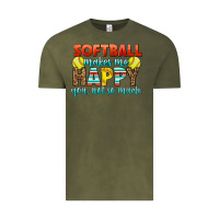 Vintage Olive Softball Makes Me Happy You, Not So Much Vintage Tee - LillyAllenDesigns