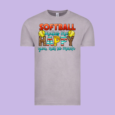 Softball Makes Me Happy You, Not So Much Vintage Tee Designed By Lillyallendesigns