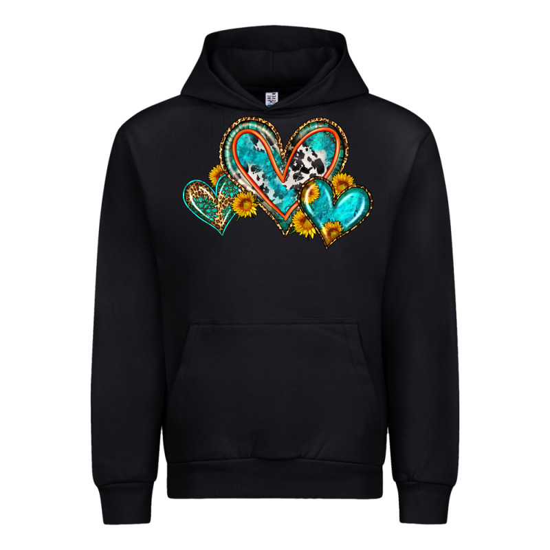Western Leopard Turquoise Cowhide Hearts Olivia Urban Hoodie by OliviaCreatesArt | Teevron