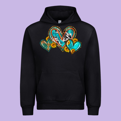 Western Leopard Turquoise Cowhide Hearts Olivia Urban Hoodie Designed By Oliviacreatesart