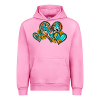 Fuchsia Pink western leopard turquoise cowhide hearts olivia Urban Hoodie - OliviaCreatesArt