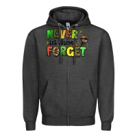 Charcoal Heather never let them forget juneteenth Zipper Hoodie - LillyAllenDesigns
