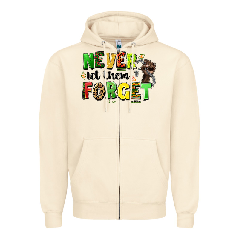 Never Let Them Forget Juneteenth Zipper Hoodie by LillyAllenDesigns | Teevron
