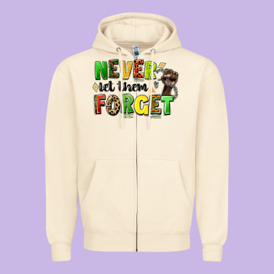 Never Let Them Forget Juneteenth Zipper Hoodie Designed By Lillyallendesigns