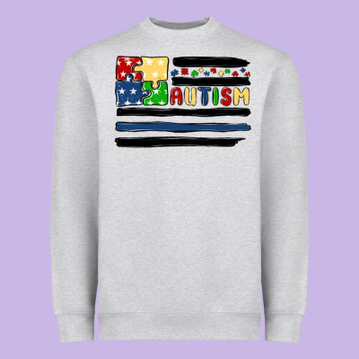 Autism Usa Flag Heavyweight Sweatshirt Designed By Maliassmallbusiness