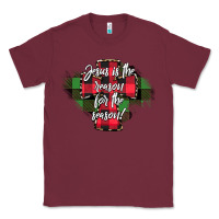 Burgundy Jesus is the Reason For The Season Classic Tee - CowhideDigitalArt