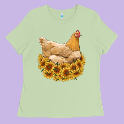 Chicken With Sunflowers Ladies Tee Designed By Ranaportraitstore