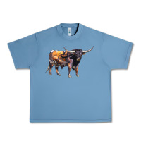 Pebble Blue Texas Longhorn Bull Urban Heavy Tee - LillyAllenDesigns