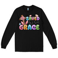 Black saved by his grace Long Sleeve Tee - MaliasSmallBusiness