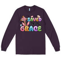 Plum saved by his grace Long Sleeve Tee - MaliasSmallBusiness