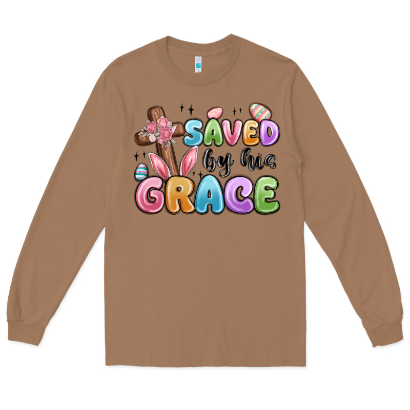 Saved By His Grace Long Sleeve Tee by MaliasSmallBusiness | Teevron